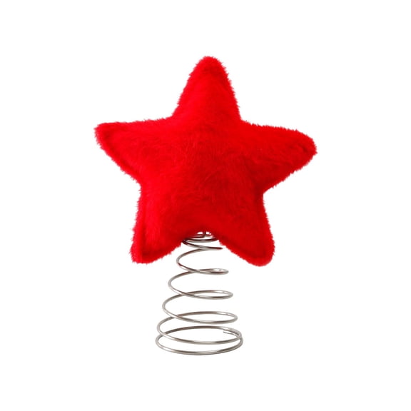 WMGHA Christmas Tree Top Plush Star Decoration with Spring Base - 3D Star Tree Topper Ornament for Holiday Atmosphere Decor, Red/Yellow Color