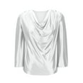 thumbnail image 5 of Satin Blouses for Women Drape Silk Ruched Cowl Neck Tops Dressy Business Long Sleeve Elegant Work Shirts Office, 5 of 6