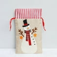 thumbnail image 1 of Bolsas de lino navideñas, bolsa de regalo bordada de Papá Noel para fiestas, bolsa de arpillera con diseño de muñeco de nieve y porta dulces., 1 of 5