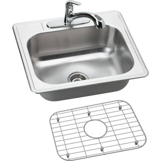 Elkay Dse125223dfbg Dayton Elite Stainless Steel Single Bowl Top Mount Sink And Faucet Kit With 3 Holes Satin