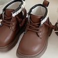thumbnail image 4 of Kids Winter Boots Girls Snow Boots Cold Weather Ankle Boots Side Zipper Lace Up Non Slip Sole Comfortable Faux Leather Cute Casual Shoes For Little Big Girls, 4 of 6