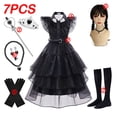 thumbnail image 4 of Addams disfraces de Halloween para niñas, disfraz de princesa de cumpleaños, vestidos de Cosplay de Carnaval de fantasía negra para niños, 4 of 5