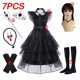 thumbnail image 4 of Addams disfraces de Halloween para niñas, disfraz de princesa de cumpleaños, vestidos de Cosplay de Carnaval de fantasía negra para niños, 4 of 5