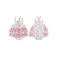 thumbnail image 2 of Rovasas Girl Overalls Romper Floral Print Layered Ruffles Sleeveless Jumpsuit, 2 of 9