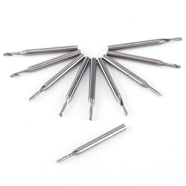 10 Piezas 1/8 '' Juego de Fresas de Extremo , Herramienta de Broca Espiral de Flauta Unica, Juego de Herramientas de Corte de Fresa de Extremo de Vástago Recto de Torno Métrico Cnc Para Fresar Me Ecomeon no