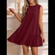 thumbnail image 5 of Vestido Tipo Chaleco Sin Mangas con Cuello Redondo en Color Liso, Color Rojo Vino, Talla L, 5 of 7