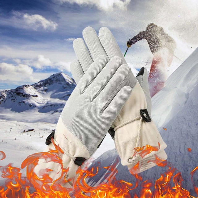 Guantes de invierno cálidos para hombre y mujer | Guantes resistentes al viento para pantallas táctiles con forro polar | Palma de cuero antideslizante para ciclismo, correr y esquiar