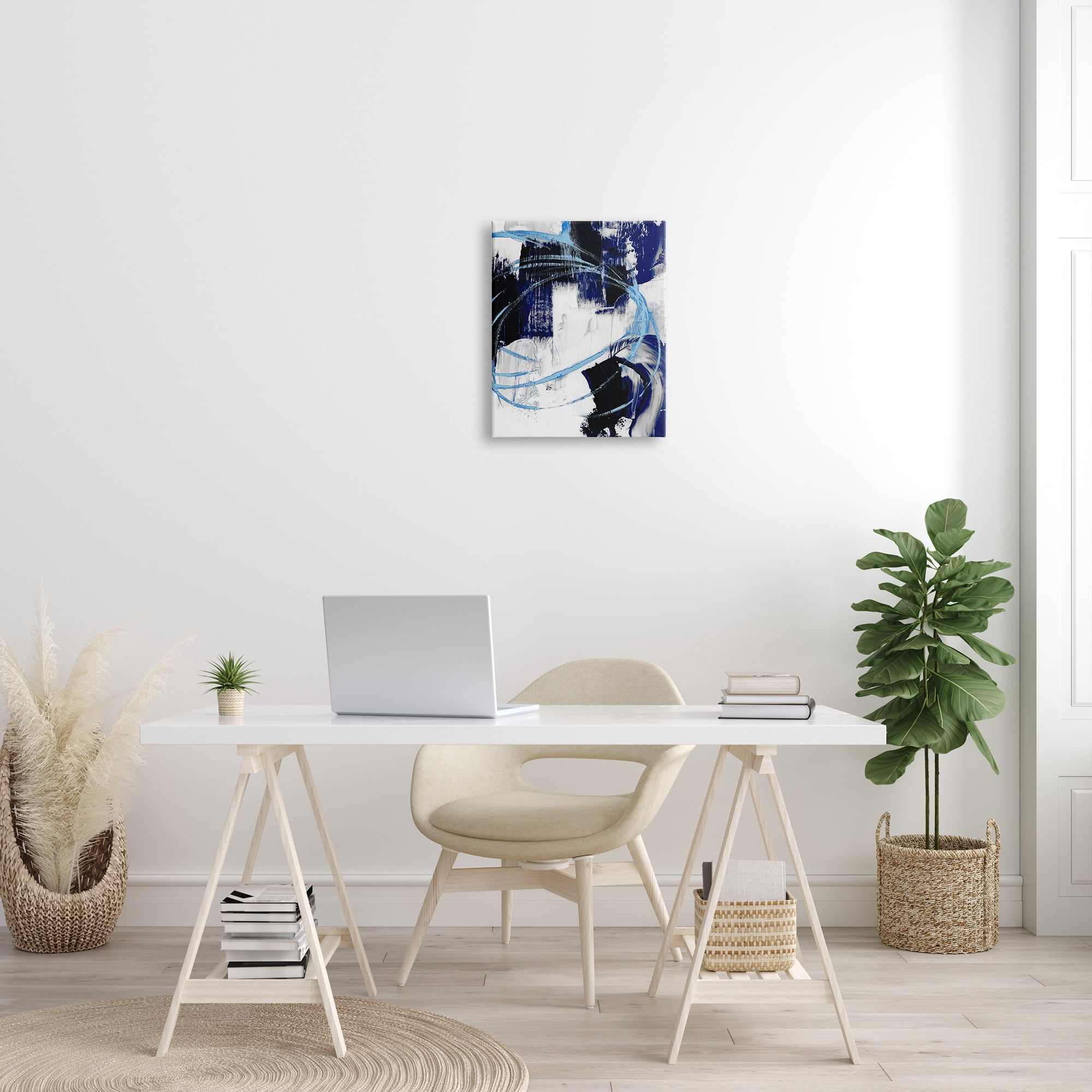 Stupell Industries Energetic Blue Indigo Line Abstraction Chaotic Shapes, 16 x 20, Design by Ethan Harper