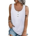 thumbnail image 2 of Brilliant Women Tops on Sale under $10 Women Solid Button Round-Neck Blouse Casual Loose Summer Sleeveless Tank Clearance, 2 of 7