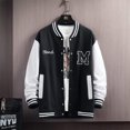 thumbnail image 2 of GHSDFBB Baseball Jackets Letter Print Men's Streetwear Tops Patchwork Style, 2 of 6