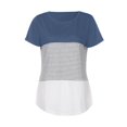 thumbnail image 4 of Femmes Tops Femmes Été Tops 2023 Mode Femme Cou Roulé Été Manches Courtes Chemisier T-Shirt Causal Impression Tops Marine S, 4 of 5