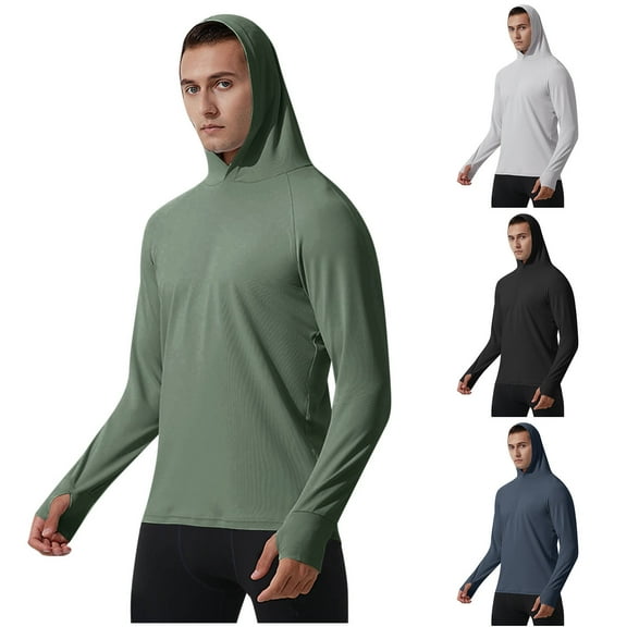 ZZwxWA Mens Tight Fitting Fitness Sports Running Training Long Sleeved T Shirt Cotton Spandex T Shirt Breathable Fitness Thumb Hole Tops Solid Color