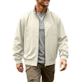 thumbnail image 2 of Jessboyy Mens Bomber Jackets Fall Winter Midweight Stand Collar Zip up Jacket Work Trendy Casual Windbreaker Jackets Beige,XXL, 2 of 9