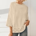 thumbnail image 2 of OSOLU Solid Color Women Lace T-Shirt Short Sleeve O-Neck Tshirts Tee Casual Outdoor Comfortable Blouse Tops For Spring Summer Fall Leisure Dailywear, 2 of 5