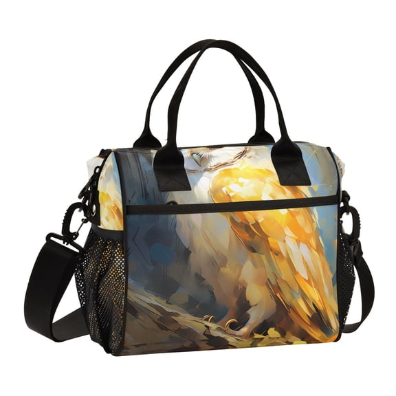 Owl Leaves Painting Cooler Bag Lunch Bag Soft Cooler Cooling Tote Insulated Lunch Box for Adult Men Women