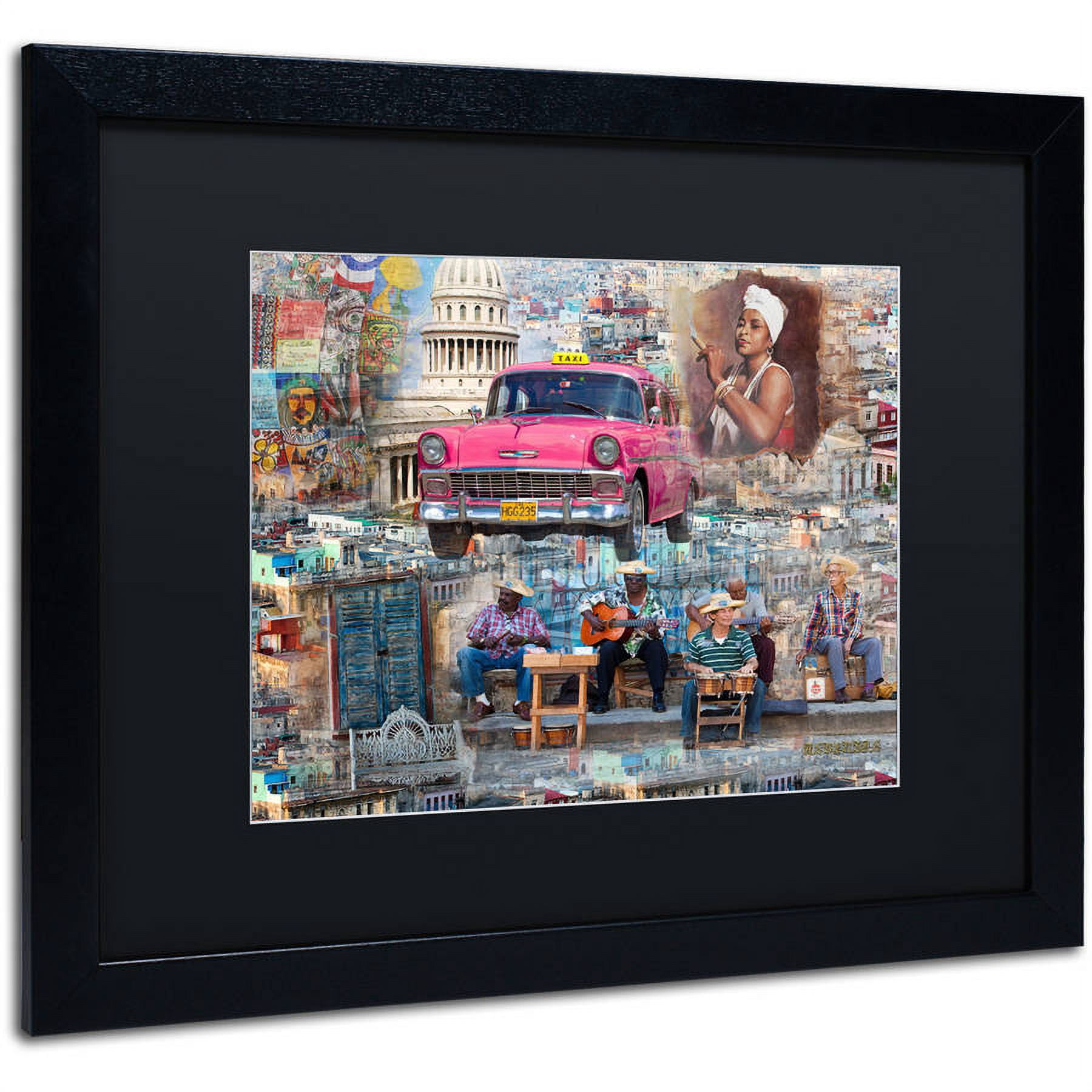 Trademark Fine Art "Pink Chevy in Havana" Canvas Art by Alberto Lopez, Black Matte, Black Frame