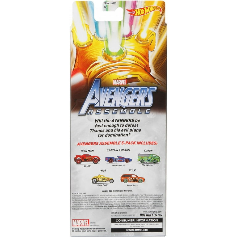Hot Wheels Marvel Avengers Vehicle 5-Pack - Walmart.com