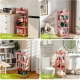 thumbnail image 6 of 4 Tier Rolling Cart Organizer,Art Craft Diaper Bedside Snack Cart Laundry Room Bathroom Organizer Narrow Thin Slim Rolling Trolley Utility Cart with Wheels for Kitchen,Office(Pink), 6 of 14