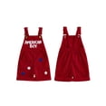 thumbnail image 2 of BemeyourBBs Toddler Baby Boys 4th of July Outfit Romper Overall Shorts Kids Baby Boy Patriot Independence Day Clothes Stars American Boy Letters Summer Corduroy Jumpsuit Bib Overalls, 2 of 9