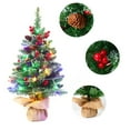 thumbnail image 2 of 18 Inches Mini Christmas Trees Battery Operated Artificial Prelit Tabletop Christmas Tree with Colorful String Light Berries Pine Cone Ornaments for Dining Table Desk Home Holiday Decorations, 2 of 6
