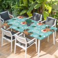 thumbnail image 2 of Christmas Blue Table Cloths for 3 Foot Rectangle Tables, Xmas Cute Elk Winter Leaves Cartoon Snowflake Patio Waterproof Elastic Fitted Tablecloths, Washable Rectangular Table Cover for Camping, 2 of 8