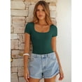 thumbnail image 5 of ANRABESS Ribbed Knit Bodysuit Top for Women Short Sleeve Scoop Neck Fitted One Piece Shirt, Casual Summer Going Out Top, 5 of 9