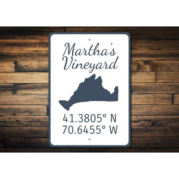 Marthas Vineyard Destination Novelty Sign, Metal Wall Decor - 10x14 inches