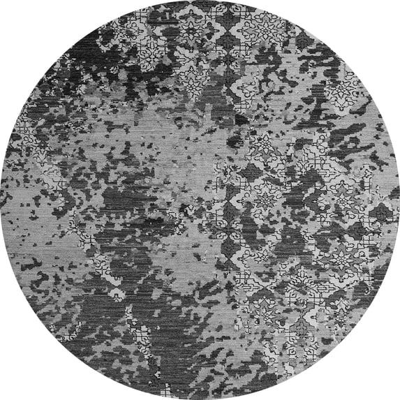 Ahgly Company Indoor Round Abstract Gray Modern Area Rugs, 7' Round