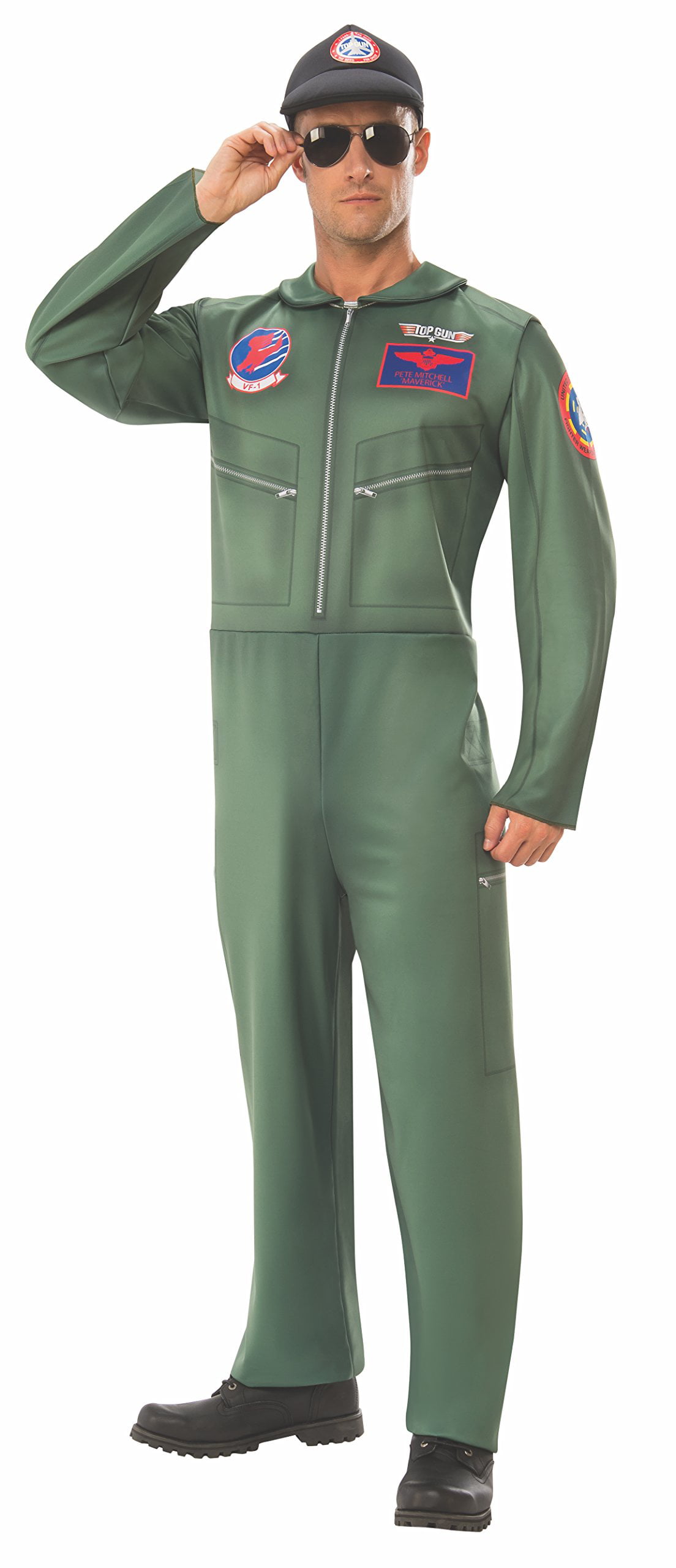 Olive Green Halloween Party City Top Gun: Maverick Flight Costume for Women Catsuit with Zipper