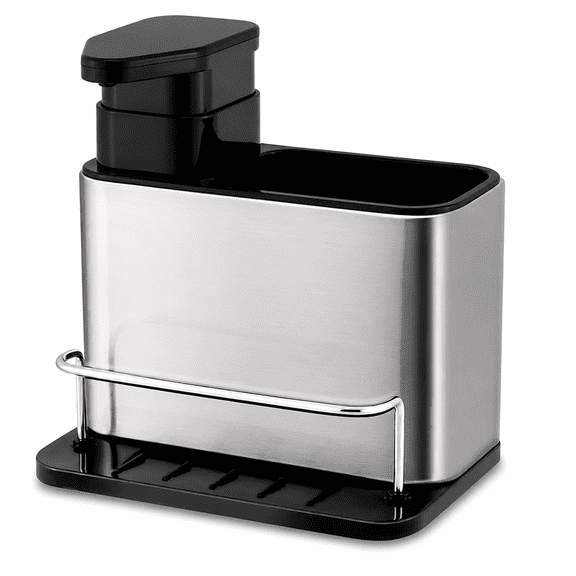 3-in-1 Kitchen Sink Caddy, Multifunctional Soap Dispenser with Sponge Holder, Space Saving Rustproof Countertop Organizer, All-in-One Kitchen Sink Accessories
