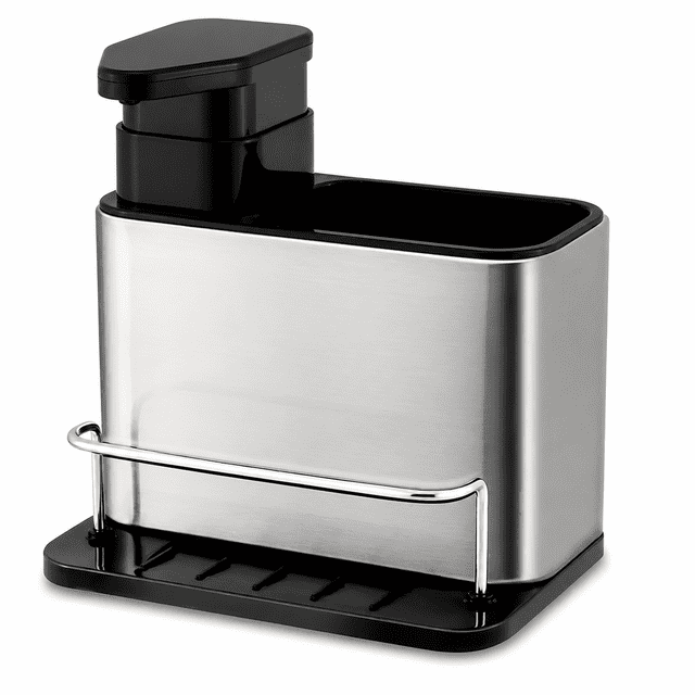 3-in-1 Kitchen Sink Caddy, Multifunctional Soap Dispenser with Sponge Holder, Space Saving Rustproof Countertop Organizer, All-in-One Kitchen Sink Accessories