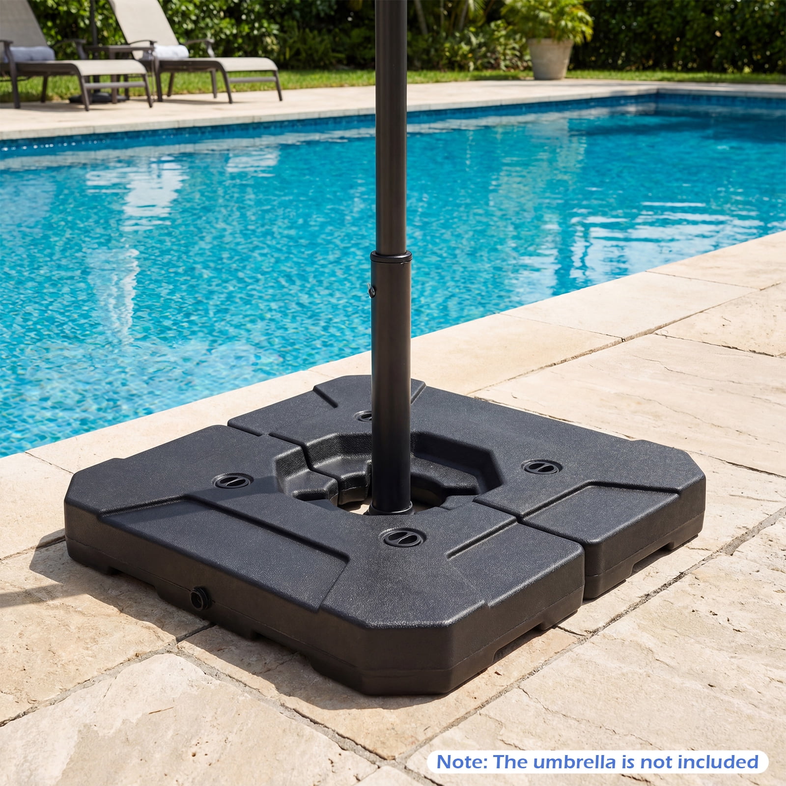 Patiojoy 2-Piece Heavy Duty Cantilever Umbrella Base 35" Square Patio Offset Umbrella Stand with 274 Lbs Water & Sand Filled Weight