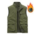 thumbnail image 2 of Timoontee Men's Sherpa Lined Vest Sleeveless Stand Collar Jacket Vest Casual Comfy Work Waistcoats Outdoor Hiking Workout Vest Solid Zip Up Vest Winter Fleece Vest Army Green L, 2 of 4