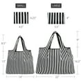 thumbnail image 2 of Wrapables Large & Small Foldable Tote Nylon Reusable Grocery Bags, Set of 2, Black Stripes, 2 of 5