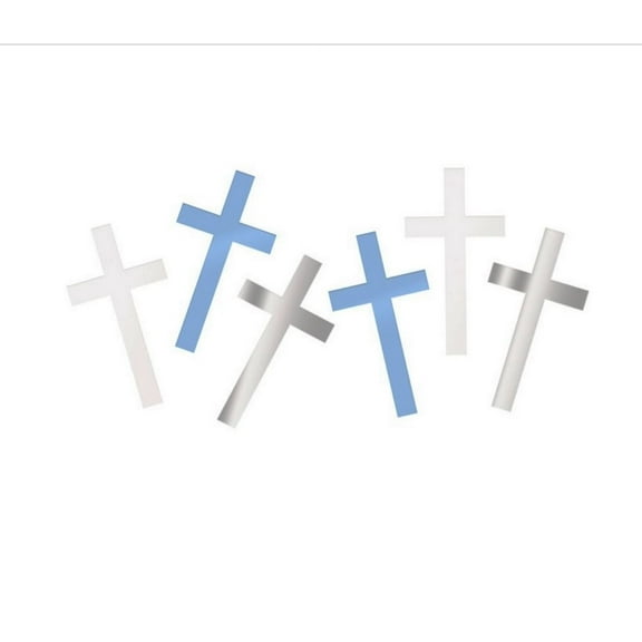 Fancy Blue Cross .5oz Confetti Silver Blue Baptism Confirmation Communion