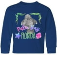 thumbnail image 3 of Inktastic Palm Bay Florida Cute Swimming Manatee Long Sleeve Youth T-Shirt, 3 of 5