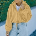 thumbnail image 1 of Woman Loose Hooded Sweatshirt, Stylish Drop Shoulder Sleeve Hem Drawstring Female Zip Up Hoodie Plain Color For Dating For School, 1 of 5