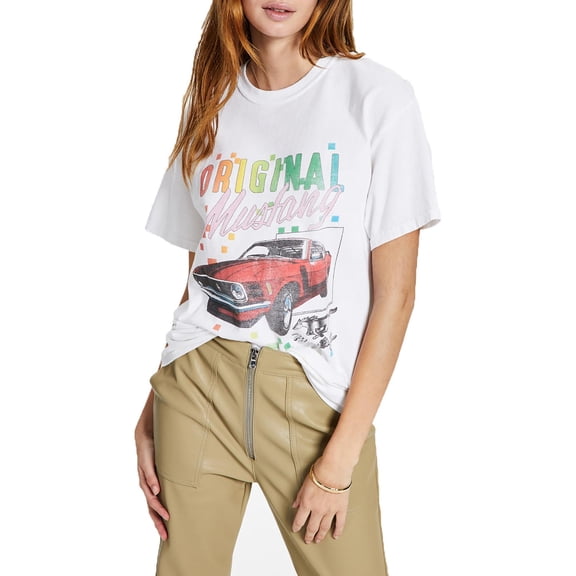 Junk Food Womens Original Mustang Logo Crewneck Graphic T-Shirt