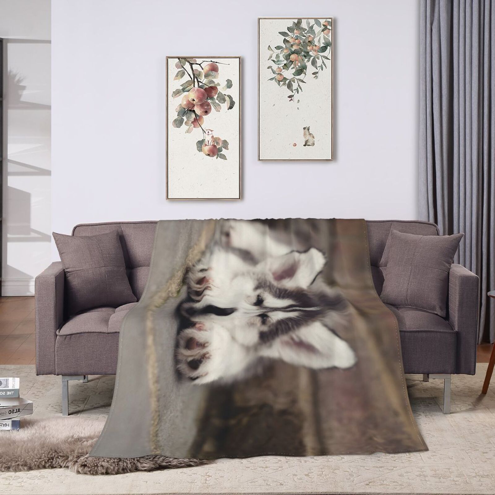 Wijzvio Husky Dog Throw Blanket Soft Fuzzy Fleece Blanket For Couch Bed Living Room Decoration 60"X50"