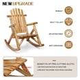 thumbnail image 4 of Ktaxon 26in Outdoor Wooden Rocking Chair, Adirondack Rocker Patio Chair with Rustic High Back for Indoor Backyard Garden Porch, Light Carbonized, 4 of 12