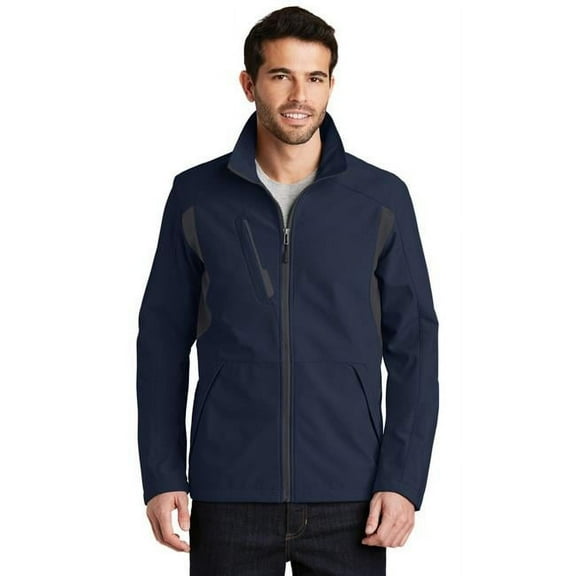 Port Authority 174 Back-Block Soft Shell Jacket. J336-Dress Blue Navy/ Battleship Grey-2XL