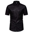 thumbnail image 2 of Awdenio Mens T-shirt Formal Color Print Shirt Short Sleeve Turndown Collar Blouse Shirt Durable Everyday Wear,Black,S, 2 of 9