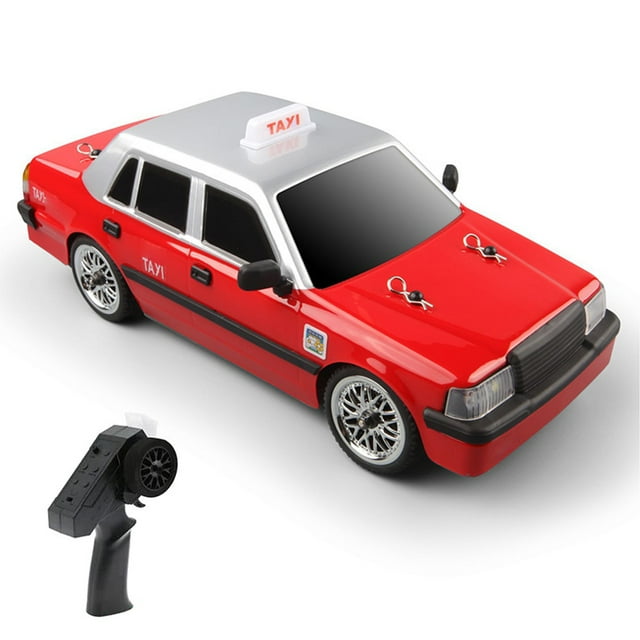 Remote Control Car, 2.4GHz Remote Control Racing Car with Drift Tires Lights, Rechargeable Remote Control Taxi for Boys and Girls Birthday, Red