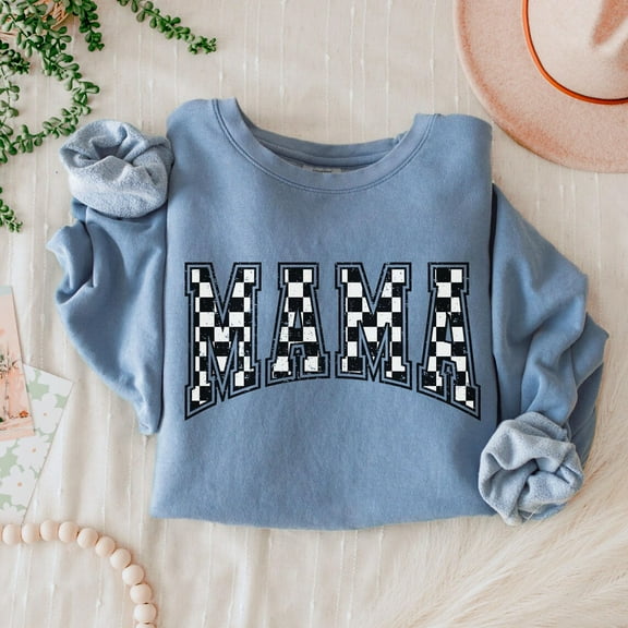Checkered Mama Sweatshirt Gift For Mom, Retro Mom Tee, Mother'S Day Gift, Vintage Checkered Mama Tshirt, Varsity Mom Sweater