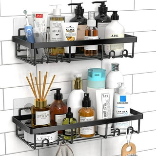COMELYJEWEL 6 Pack Bathroom Adhesive Shower Shelves for Tile Wall Toiletry  Organizer and Large Capacity Bathtub Essentials Wall Rack Suction Shower