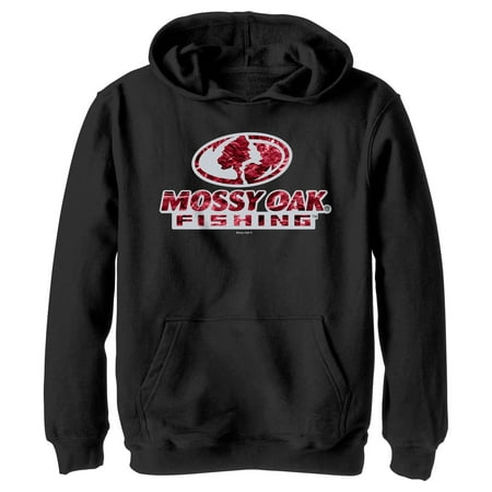 Boy s Mossy Oak Red Water Bold Logo Pull Over Hoodie Black Small