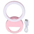 thumbnail image 1 of Anillo de luz con clip para teléfono, rotación de 180 grados, 3 colores, anillo de luz LED para selfies, para teléfonos, tabletas, portátiles, color rosa, 1 of 8