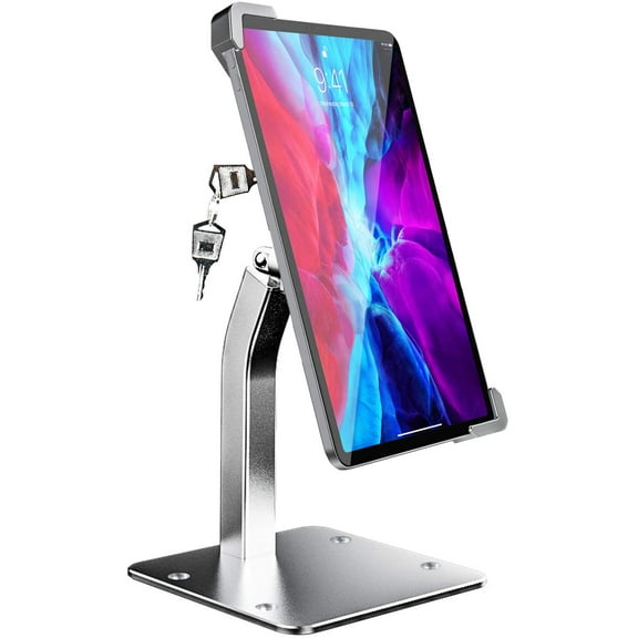 Woleyi Anti-Theft Desktop Tablet Holder with Security Lock and Key Compatible with iPad, Galaxy Tabs, Surface, more 7-11 inch Tablet