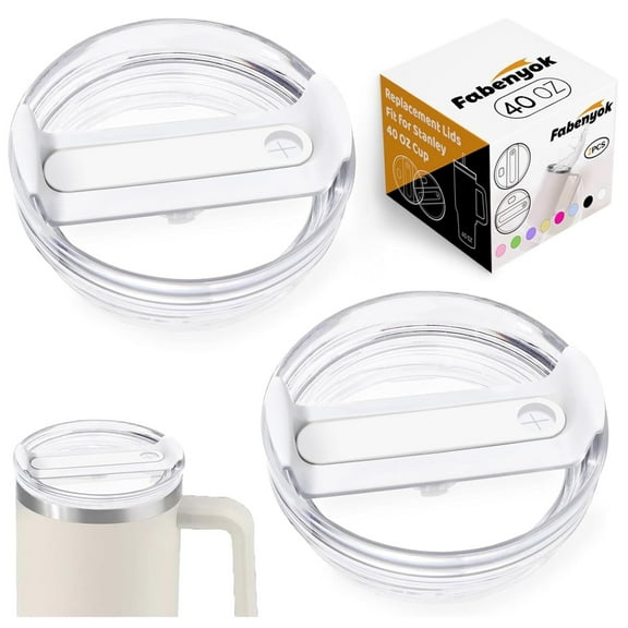 Appoft 2 Pcs Replacement 40 oz Tumbler Lid for Cup, Dustproof Spill Proof Splash Resistant Tumbler Covers Fit for Tumbler and More Coffee Mugs(Clean-White)