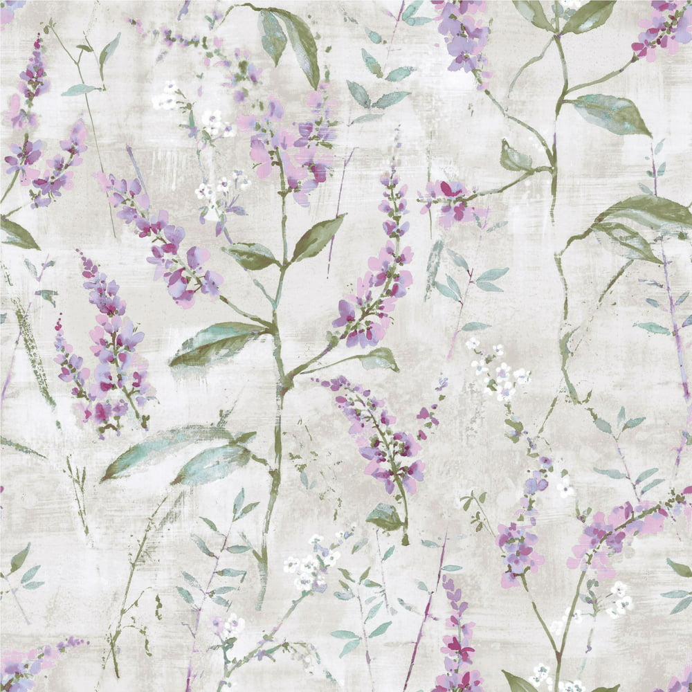 RoomMates Purple Floral Sprig Peel and Stick Wallpaper - Walmart.com